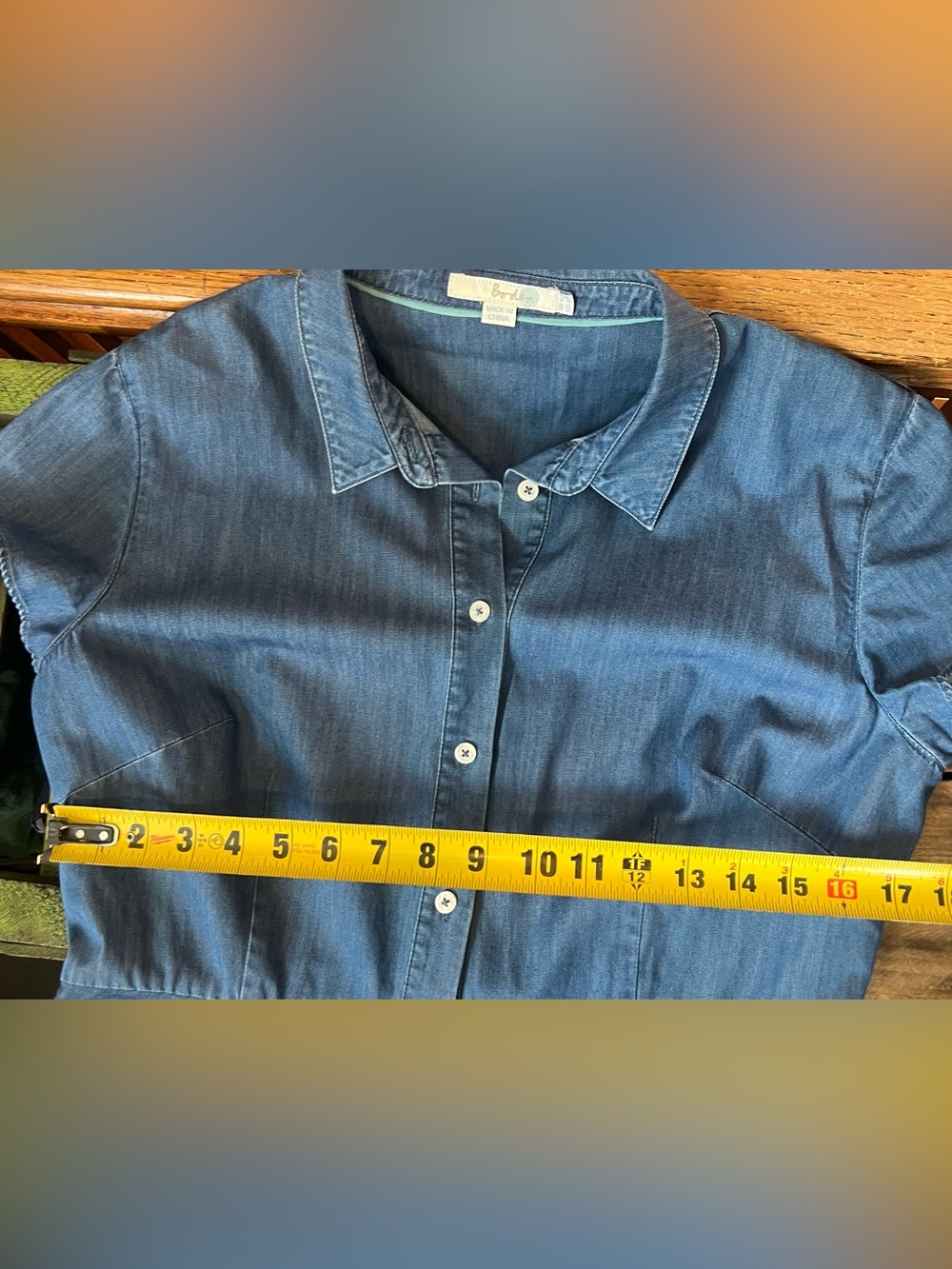 Boden Blue Button-Front Shirt Cotton Denim Dress - Picture 10 of 12